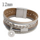 Partnerbeads 20cm 1 snap button real leather bracelets fit 12mm snaps with grey leather and charm KS0614-S