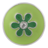 20MM flower snap sliver Plated with rhinestone and green enamel KC7618 snap jewelry