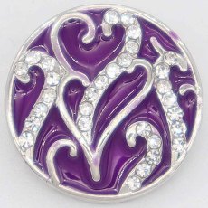 20MM round snap Silver Plated with rhinestone and purple enamel KC6800 snaps jewelry