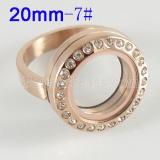 Stainless Steel RING  7# size  with Dia 20mm floating charm locket gold color