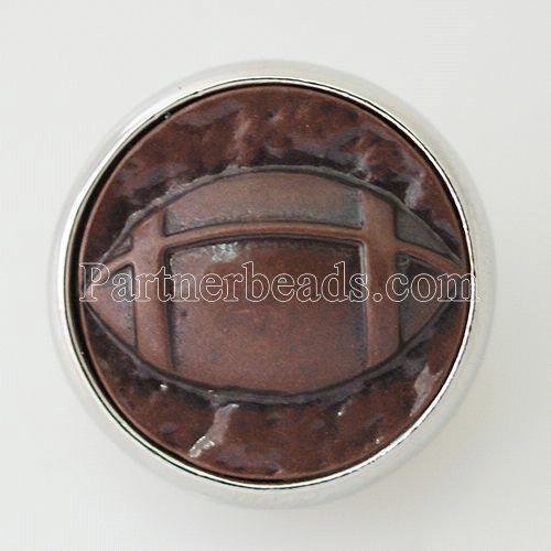20MM Football snap Silver Plated KB5650 brown