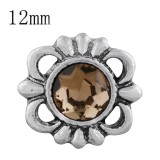 12MM design snap sliver plated with brown Rhinestone KS6303-S snaps jewelry