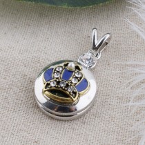 20MM crown snap gold plated with Rhinestone and blue Enamel KC7462 interchangeable snaps jewelry