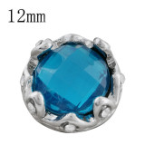 12MM Crown snap sliver Plated with blue rhinestone KS9704-S snaps jewelry