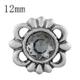 12MM design snap sliver plated with gray Rhinestone KS6298-S snaps jewelry