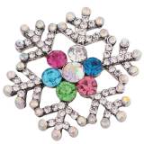 20MM Christmas snow flake snap Silver Plated with Rhinestone KC8771 snaps jewelry