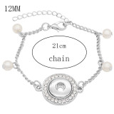 1 buttons snap sliver bracelet with pearl fit 12MM snaps jewelry KS1246-S