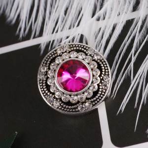 20MM snap round Antique silver plated with rose-red rhinestones  KC6283 interchangable snaps jewelry