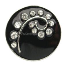 20MM Round snap Silver Plated with clear rhinestones and black Enamel KB6832 snaps jewelry