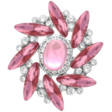 20MM design snap Silver Plated with pink rhinestone KC7927 snaps jewelry