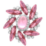 20MM design snap Silver Plated with pink rhinestone KC7927 snaps jewelry