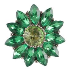 20MM Gear snap Silver Plated with Green rhinestone  KC9811 snap jewelry