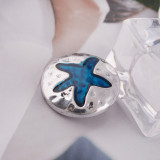 20MM Starfish snap Silver Plated with blue Enamel KB6186 snaps jewelry