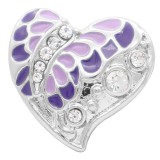 20MM love  Butterfly snap Silver Plated with rhinestone and purple enamel KC7910 snaps jewelry