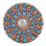 20MM round Rose-Gold Plated with blue rhinestone KC7569 snaps jewelry