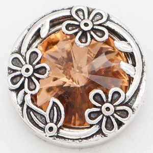 20MM design snap Silver Plated with orange rhinestone KC6737 snaps jewelry