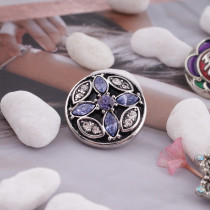 20MM design snap silver Antique plated with purple rhinestone KC5254 snaps jewelry