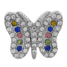 20MM butterfly sliver Plated with colorful rhinestone KC9848 snaps jewelry