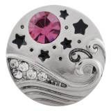 20MM sea snap silver plated with pink Rhinestone KC5568 snaps jewelry