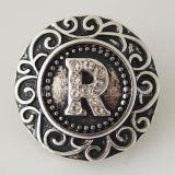 20MM English alphabet-R  snap Antique silver  plated with  Rhinestones KB6271 snaps jewelry
