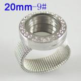 Stainless Steel RING  9# size  with Dia 20mm floating charm locket 