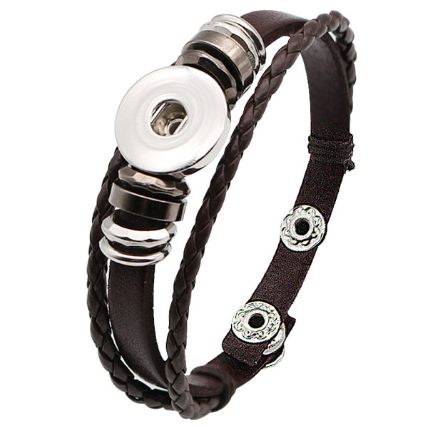 1 buttons brown leather KC0281 with Small Pendants new type bracelets fit 20mm snaps chunks