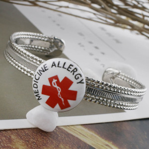 20MM Medical Alert medicine allergy Painted enamel metal C5295 print snaps jewelry