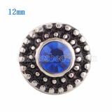 12MM Round snap Silver Plated with blue Rhinestone KS9644-S snaps jewelry