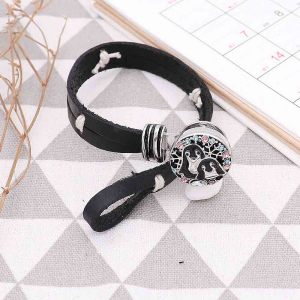 1 buttons snap sliver Leather bracelet fit 20MM snaps jewelry KC0846