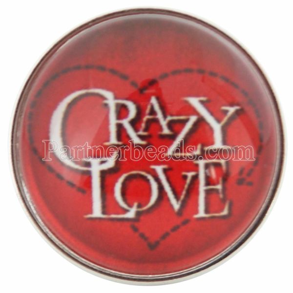 20MM valentine snaps red glass of love C0660 interchangable snaps jewelry