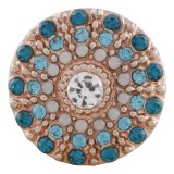 20MM round Rose-Gold Plated with blue rhinestone KC7568 snaps jewelry