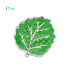 12MM Leaf snap Silver Plated with green Enamel KS6042-S snaps jewelry