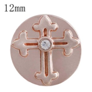 12MM cross snap Rose Gold Plated with white Rhinestone KS5212-S interchangeable snaps jewelry