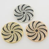 33MM stainless steel coin charms fit  jewelry size spiral with rhinestone