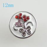 12mm flower snaps with red rhinestone KB6659-S snap jewelry