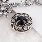 20MM design snap silver Antique plated with black Rhinestone KC6353 snaps jewelry
