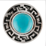 20MM Round snap Silver Plated with cyan Turquoise stone  KC7668 snaps jewelry