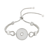 1 buttons snap sliver adjustable bracelet with pearl fit 18MM snaps jewelry KC0799