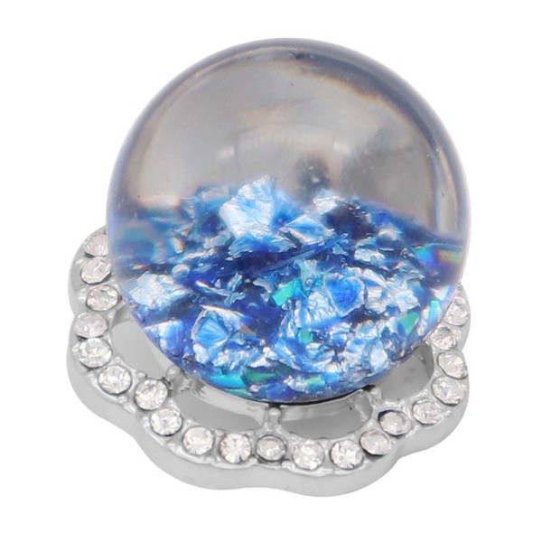 23MM Glossy Spherical opal blue Amber snap Silver Plated with Rhinestone KC7973 snaps jewelry