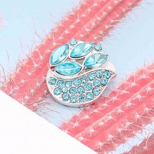 20MM design snap silver Plated with blue Rhinestones KC7787 light blue