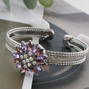 20MM design snap sliver plated with purple rhinestone KC7595 snaps jewelry