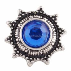 18MM snap Antique Silver Plated with blue Rhinestone KC9634 snaps jewelry