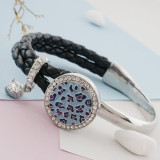 20MM round sliver Plated with rhinestone and blue enamel KC6539 snaps jewelry