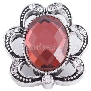 20MM snap Antique Silver plated with red  Rhinestones KC6234 snaps jewelry