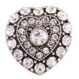 20MM Love snap  Antique Silver Plated with white rhinestone KC7146 snaps jewelry