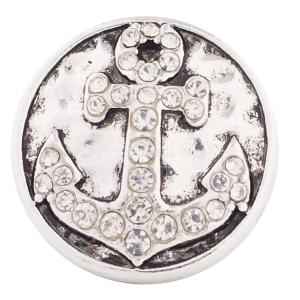 20MM Anchor snap Antique Silver Plated with white rhinestones KC6111 snaps jewelry