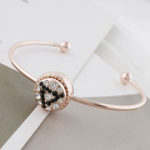 12MM design rose gold Plated with black rhinestone KS8094-S snap jewelry
