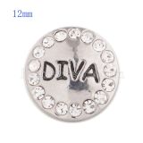12MM Diva snap with white Rhinestone and Enamel KS5141-S interchangable snaps jewelry