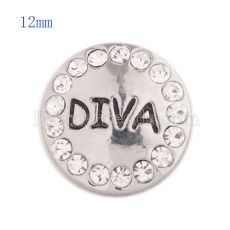 12MM Diva snap with white Rhinestone and Enamel KS5141-S interchangable snaps jewelry