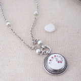 20MM Round snaps Silver Plated with rhinestones and white Enamel KB6829 snaps jewelry